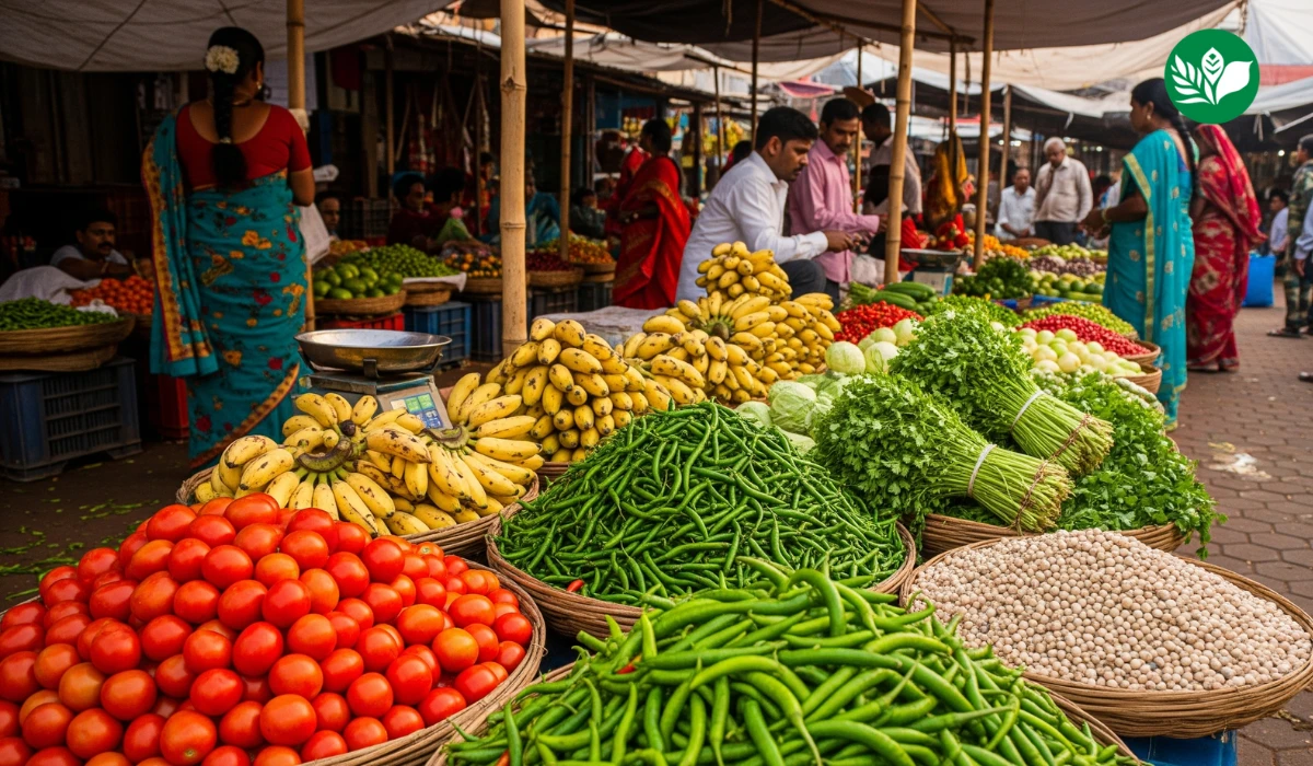 Tomato green chili banana coriander pigeon pea market trends