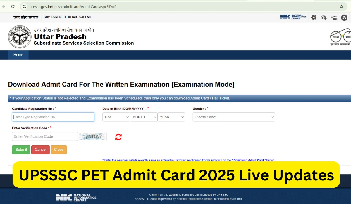 Upsssc pet 2025 admit card exam city details