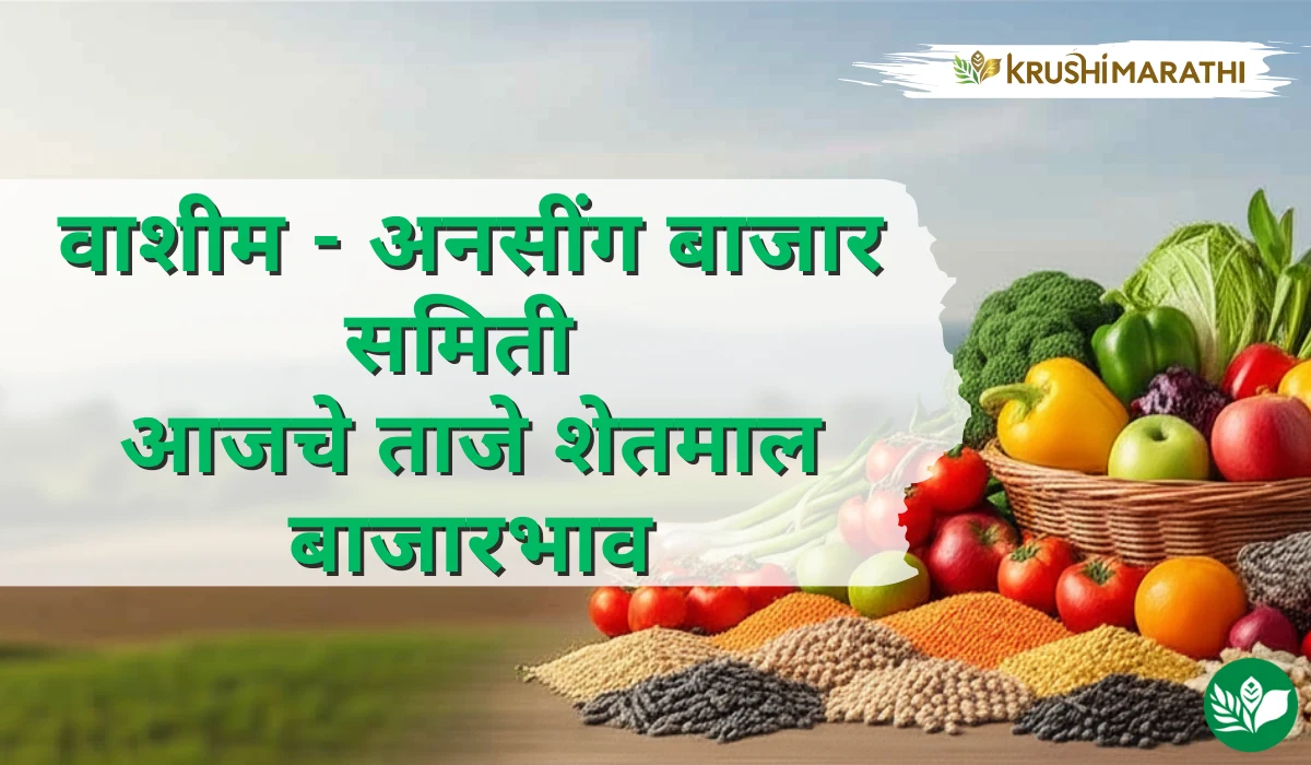 वाशीम - अनसींग बाजार समितीचे आजचे शेतमाल बाजारभाव (Live Rates)